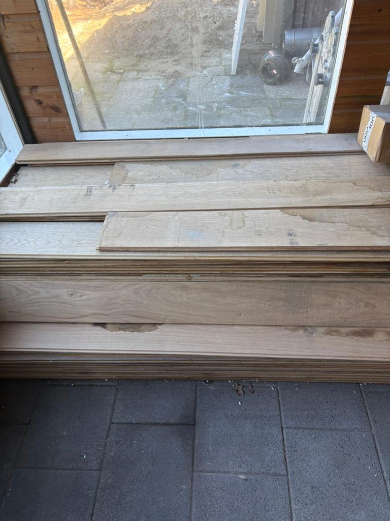 Eikenhouten vloer delen, Doe-het-zelf en Verbouw, Hout en Planken, Ophalen, Minder dan 25 mm, Eiken, Zo goed als nieuw