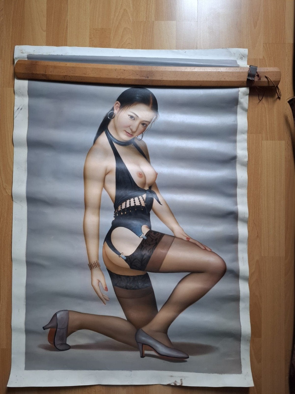 Grote erotische schildering Chinese vrouw, Acrylverf, Doek, Portret of Personen, Realistisch