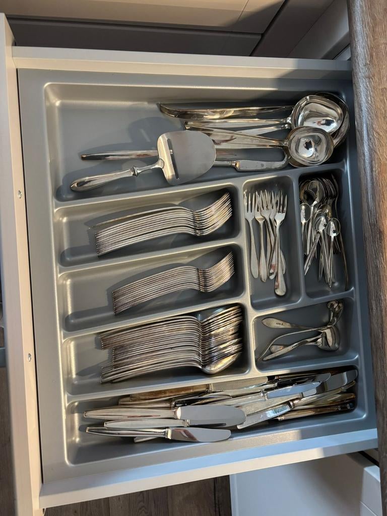 Nieuwpoort roestvrijstalen (stainless) verzilverd 90 bestek, Antiek en Kunst, Antiek | Bestek, Ophalen