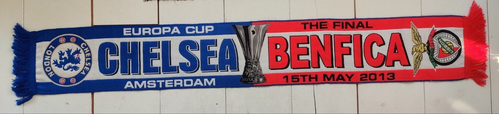Chelsea vs Benfica Europa Cup Finale Sjaal 2013, Ophalen of Verzenden, Zo goed als nieuw, Buitenlandse clubs, Vaantje of Sjaal