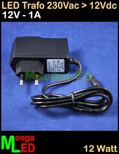 LED Trafo Voeding Adapter Driver - 230V > 12V - 1A = 12W - S, Overige merken, Kunststof, Zwart, Nieuw