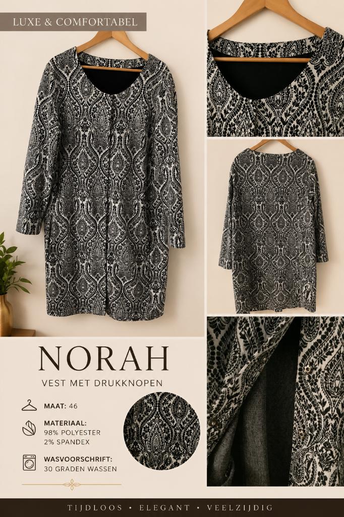 Stijlvol Norah vest met elegante print – maat 46, Overige kleuren, Maat 46/48 (XL) of groter, Ophalen of Verzenden, Norah