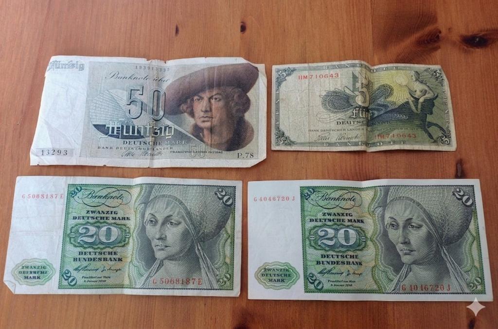 Set van 4x Deutsche Mark biljetten, Ophalen, Duitsland, Setje