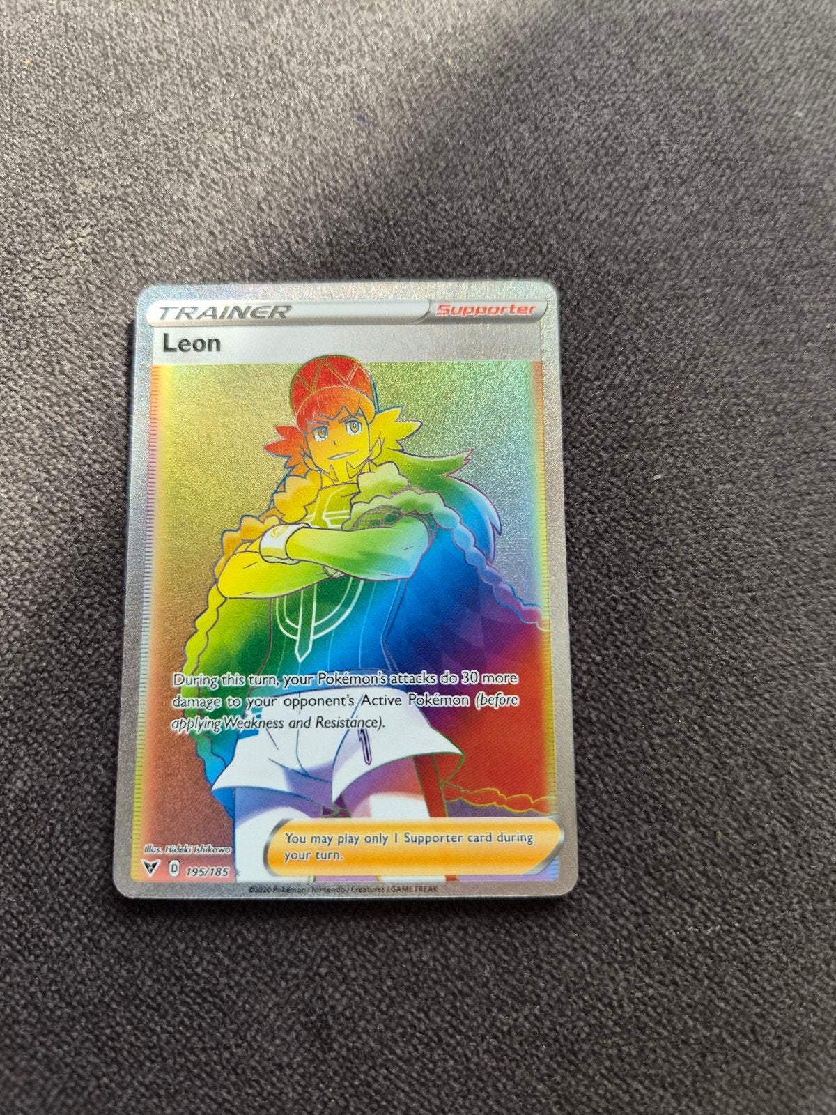 Pokémon TCG: Leon Trainer Kaart (Rainbow Rare), Verzenden, Zo goed als nieuw, Losse kaart, Foil
