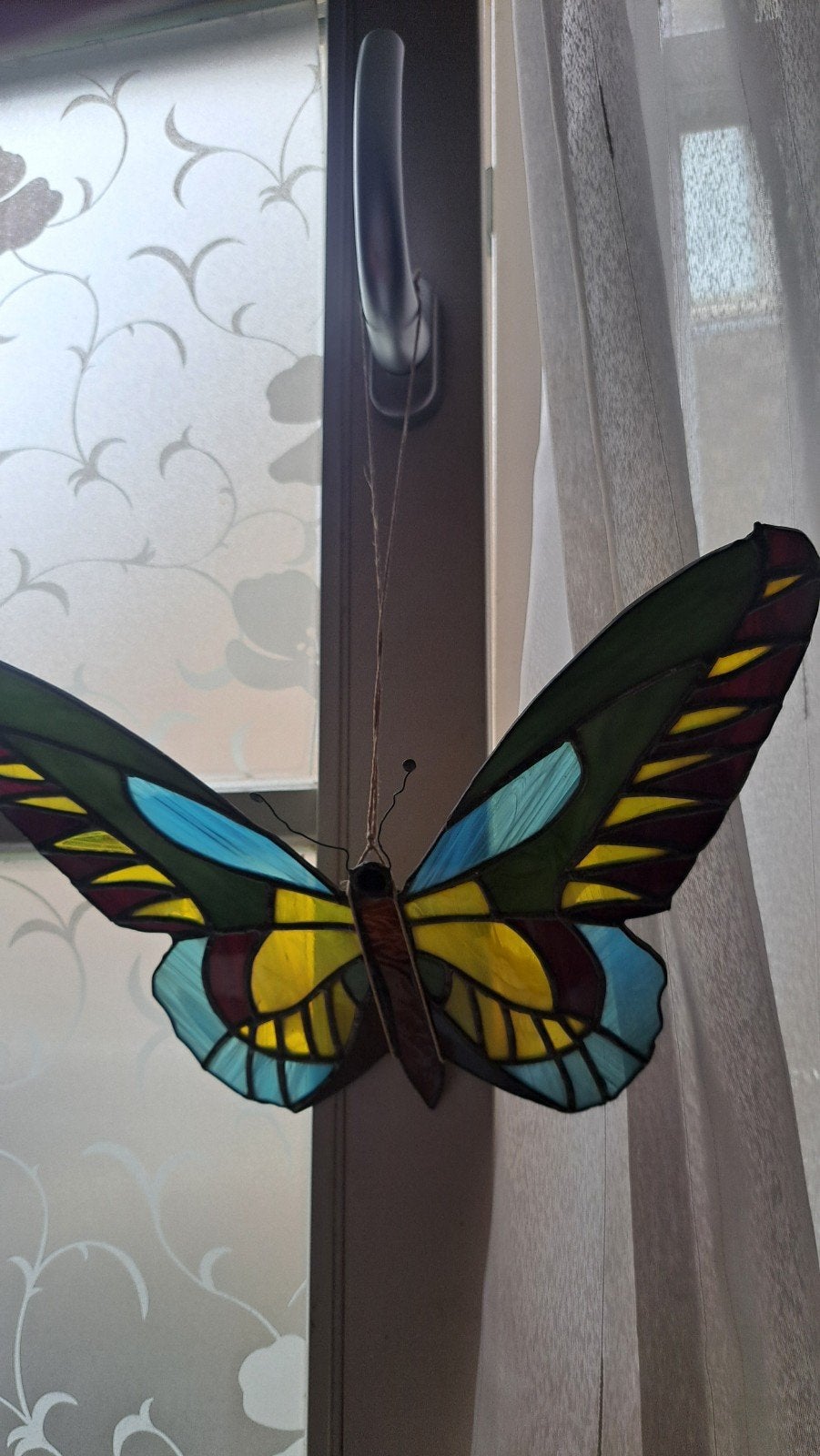 Kleurrijke Glas-in-lood Vlinder Decoratie, Huis en Inrichting, Meerkleurig, Overige stijlen, Ophalen of Verzenden, Zo goed als nieuw