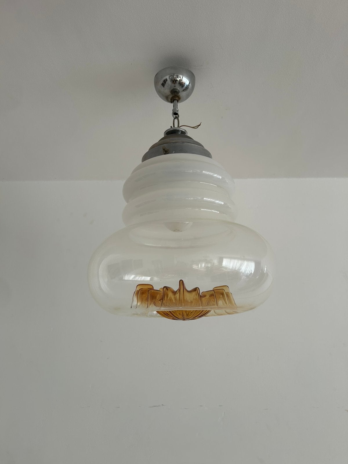 Vintage glazen hanglamp Massive, Ophalen of Verzenden, Gebruikt, Glas, Vintage