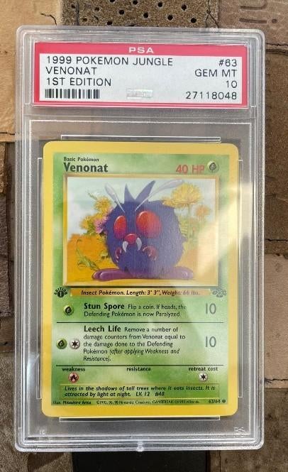 Venonat 1st edition #63 PSA 10, Verzenden, Nieuw, Losse kaart