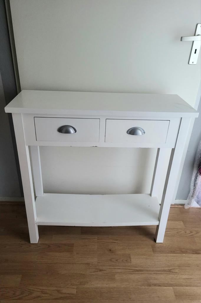 Witte sidetable / wandtafel met lades, Huis en Inrichting, Tafels | Sidetables, Ophalen, Gebruikt, 50 tot 100 cm, Landelijk