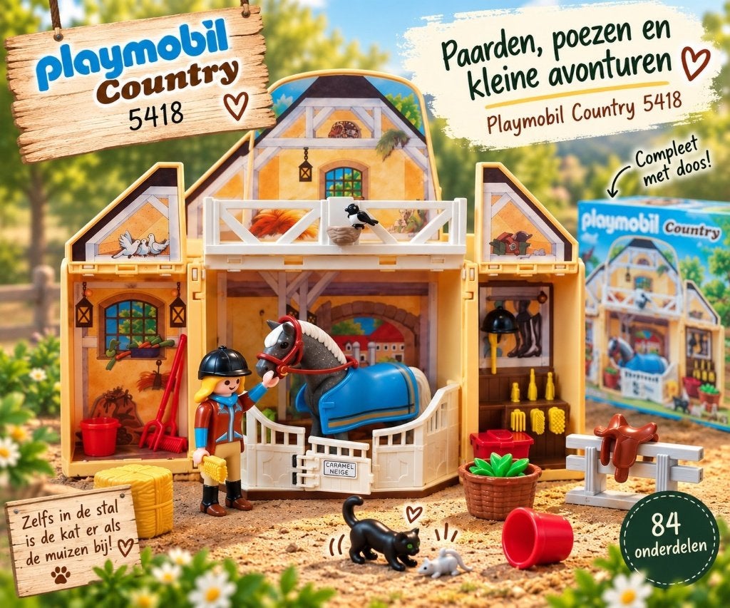 Playmobil Country 5418 Paardenstal compleet + doos, Gebouw, Complete set, Ophalen of Verzenden, Zo goed als nieuw