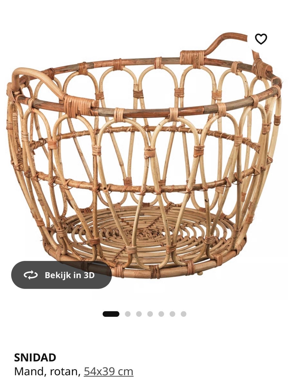 IKEA SNIDAD Rotan Mand - 54x39 cm, Ophalen, Met handvatten, Mand, Rond