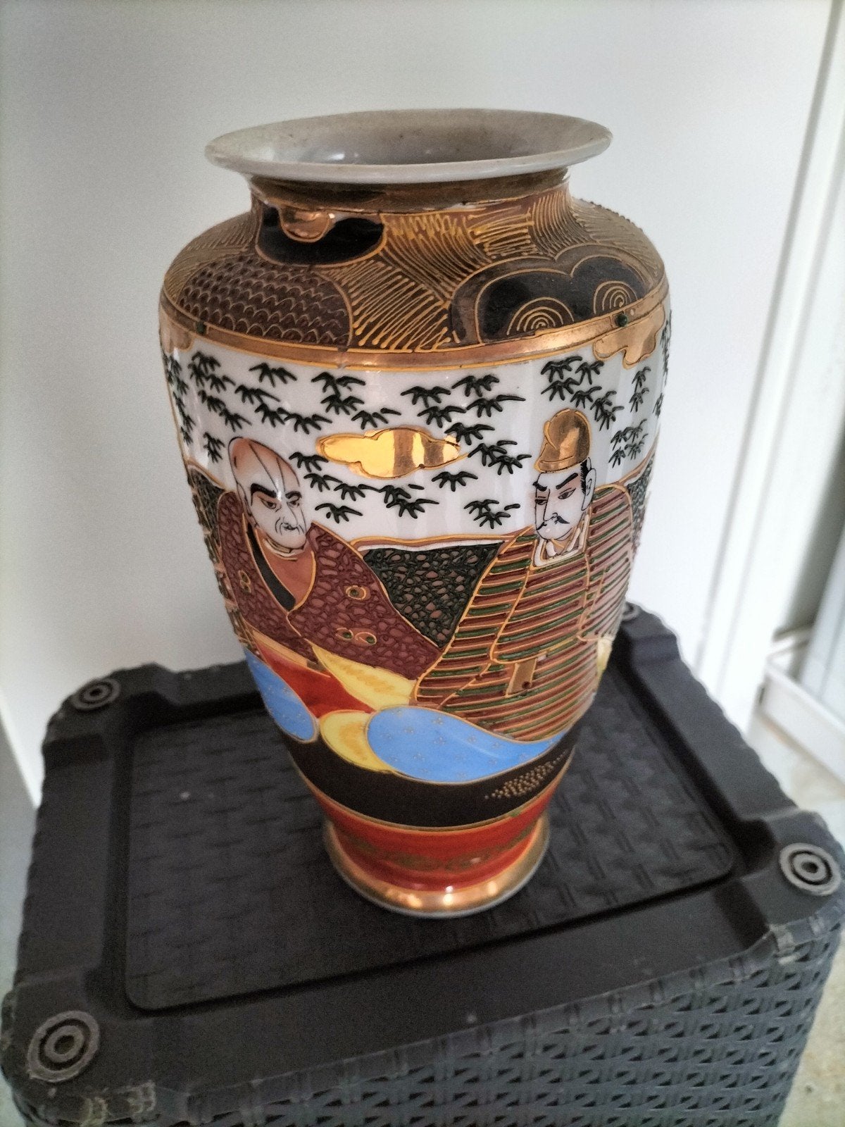 Antieke Japanse Satsuma Vaas met Samurai Decoratie, Antiek en Kunst, Ophalen