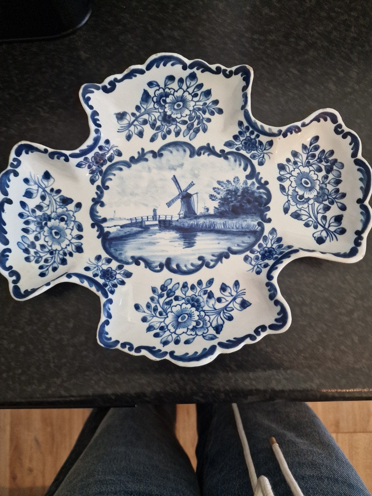 Delfts Blauw Schaal met Molenlandschap, Antiek en Kunst, Ophalen