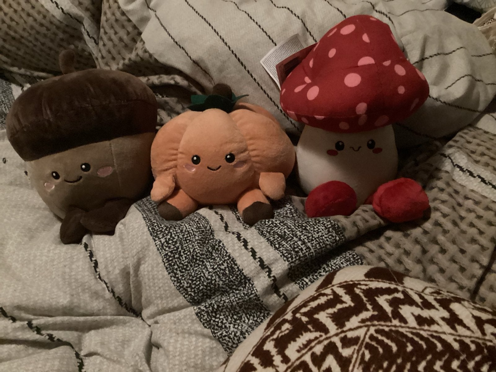 Leuke herfst knuffels eikel, pompoen en paddenstoel/deurstop, Ophalen of Verzenden, Zo goed als nieuw