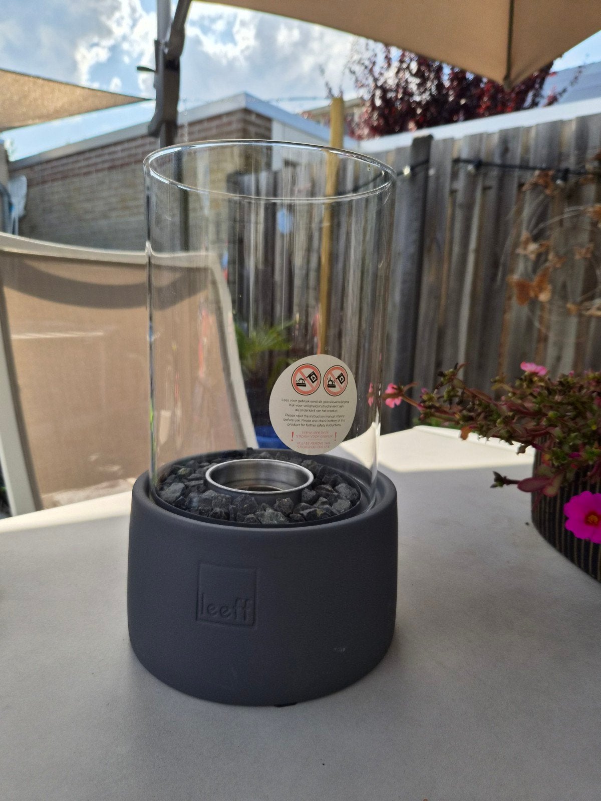 Leeff Stone Fire Grey Tafelhaard incl. bio-ethanol, Ophalen, Nieuw, Vrijstaande haard, Overige soorten