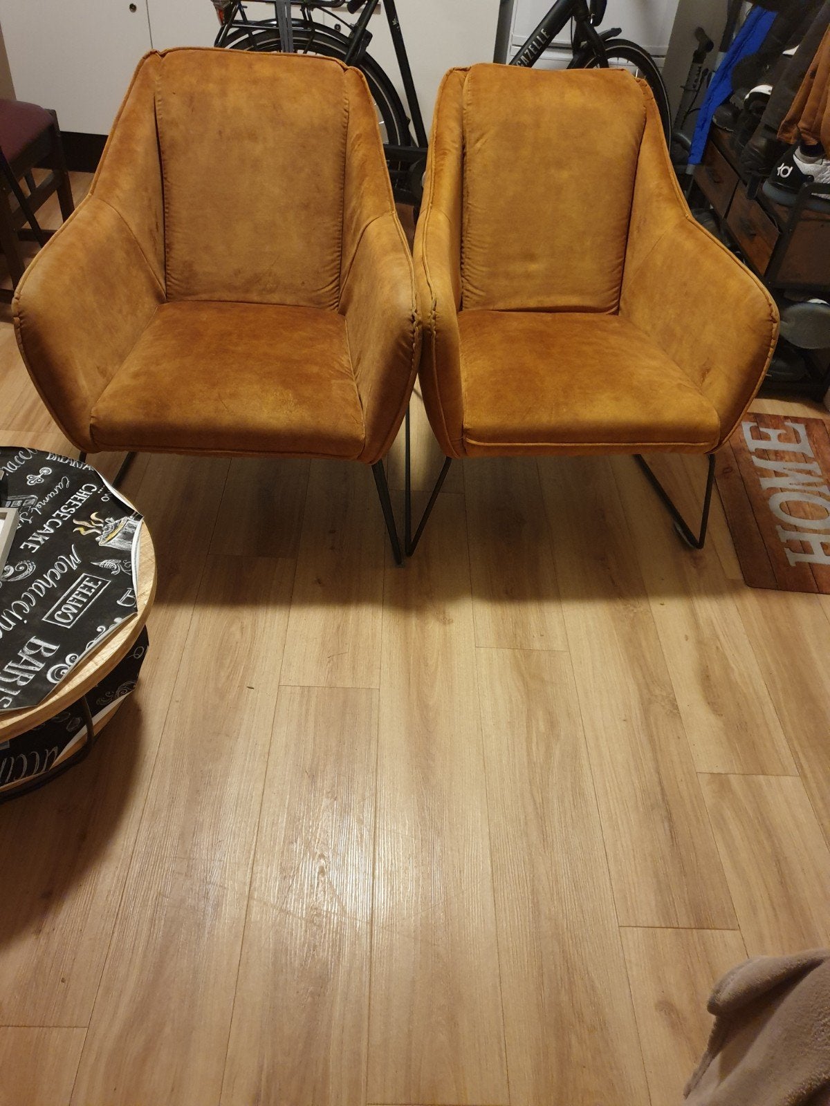 2 fauteuils - Okergeel, comfortabel en stijlvol, Huis en Inrichting, Ophalen, Modern, Comfortabel, Gebruikt, Twee