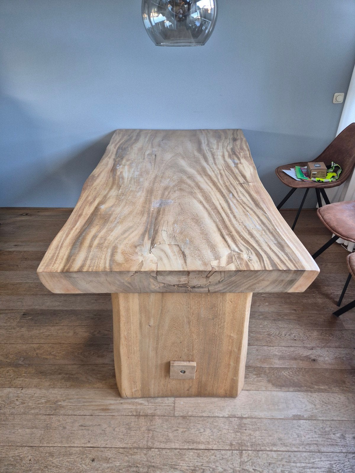 Boomstamtafel 200x100-110 cm, Gebruikt, 100 tot 150 cm, Teakhout, 200 cm of meer