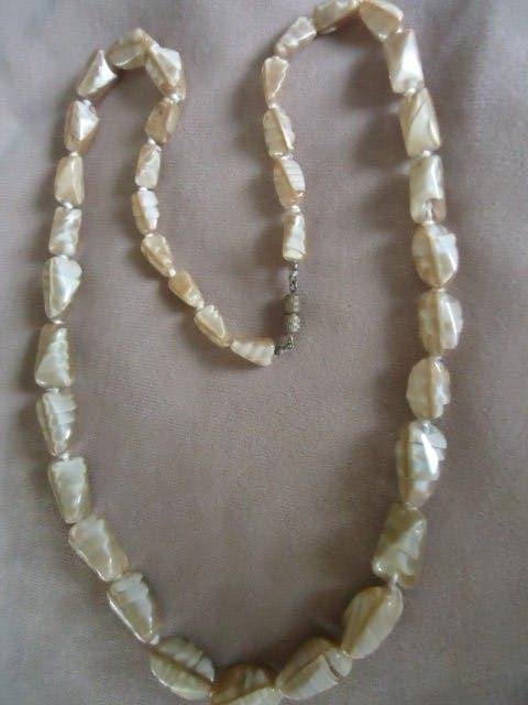 stenen kralen ketting, Overige materialen, Verzenden, Beige, Nieuw