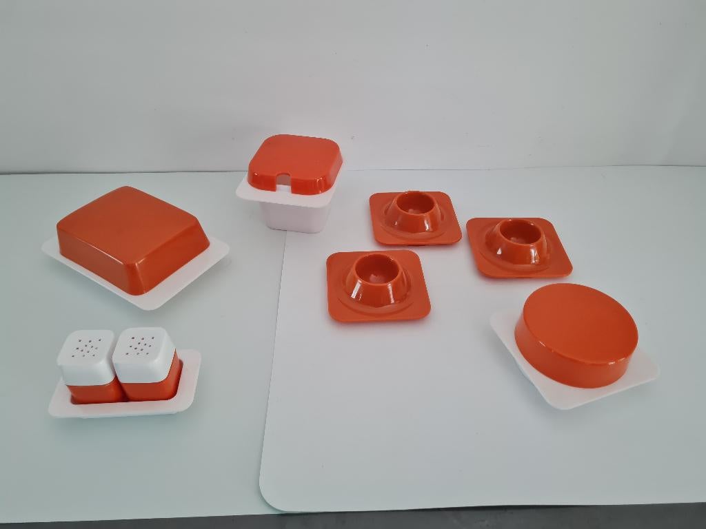 Vintage set: eierdopjes-confituurpotje-botervloot enz, Verzamelen, Ophalen of Verzenden, Huis en Inrichting