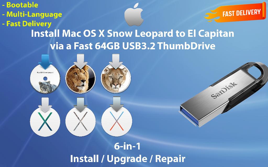 Installeer Mac OS X 10.6.3-10.11.6 via 64GB USB-Stick!! OSX, Computers en Software, Besturingssoftware, Ophalen of Verzenden, Nieuw
