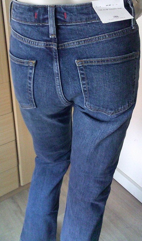 ZARA NIEUWE blauwe stretch spijkerbroek slim fit mid rise 36, Zara, Nieuw, W28 - W29 (confectie 36), Verzenden