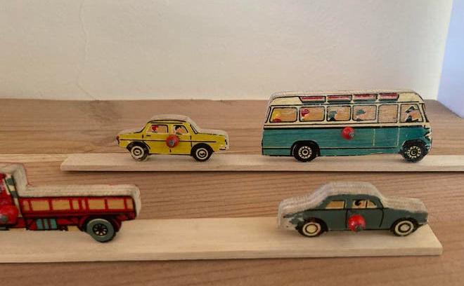 2 x Vintage Simplex Auto Puzzelstukjes  Houten Speelgoed, Ophalen of Verzenden