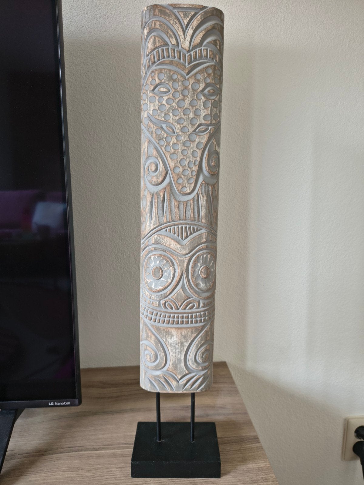Houten Totempaal - Handgesneden Decoratie, Overige onderwerpen, Hout, Bruin, Overige stijlen