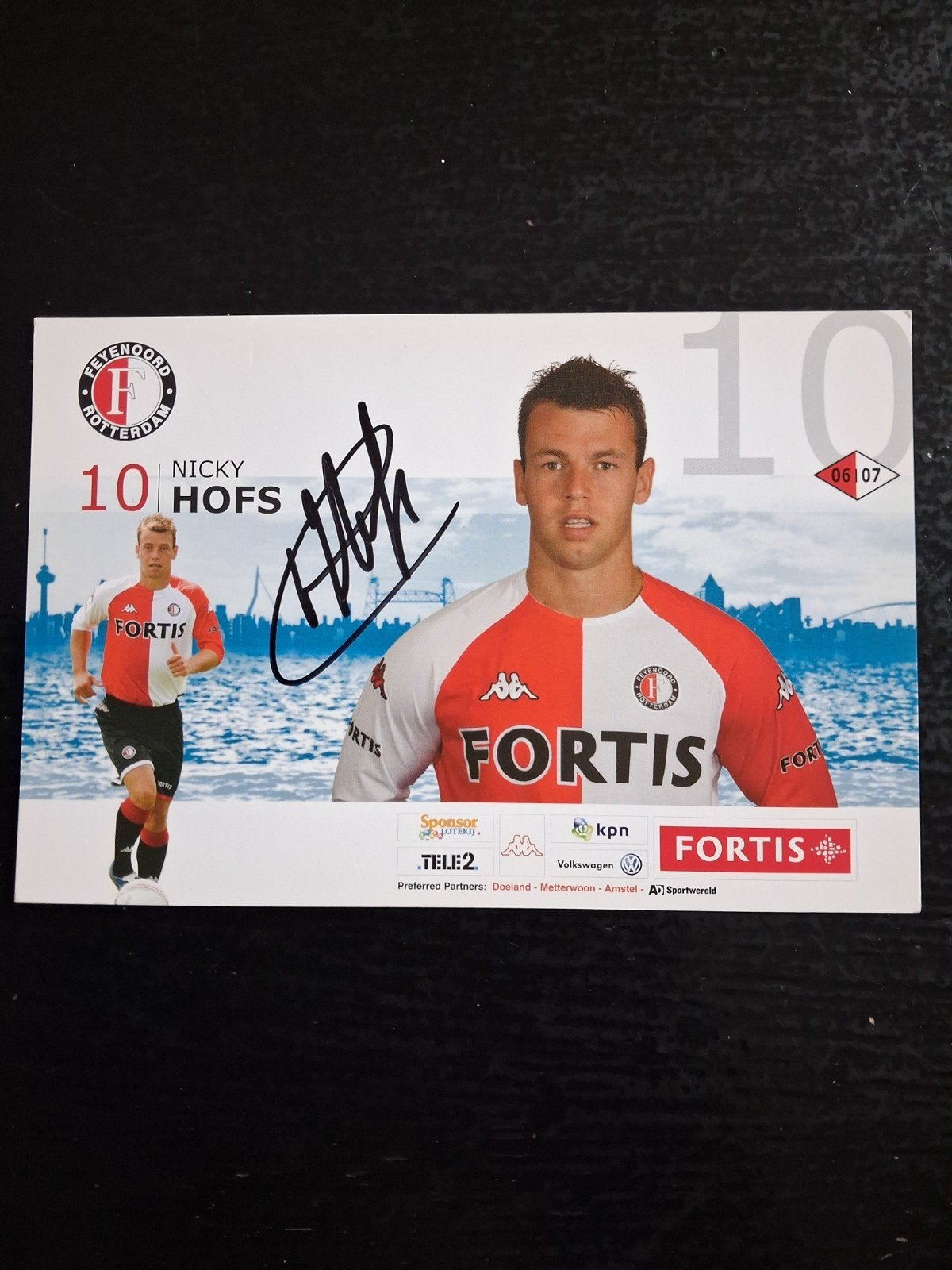 Spelerskaart  Nicky Hofs Feyenoord met handtekening., Verzamelen, Ophalen of Verzenden, Zo goed als nieuw, Feyenoord, Spelerskaart