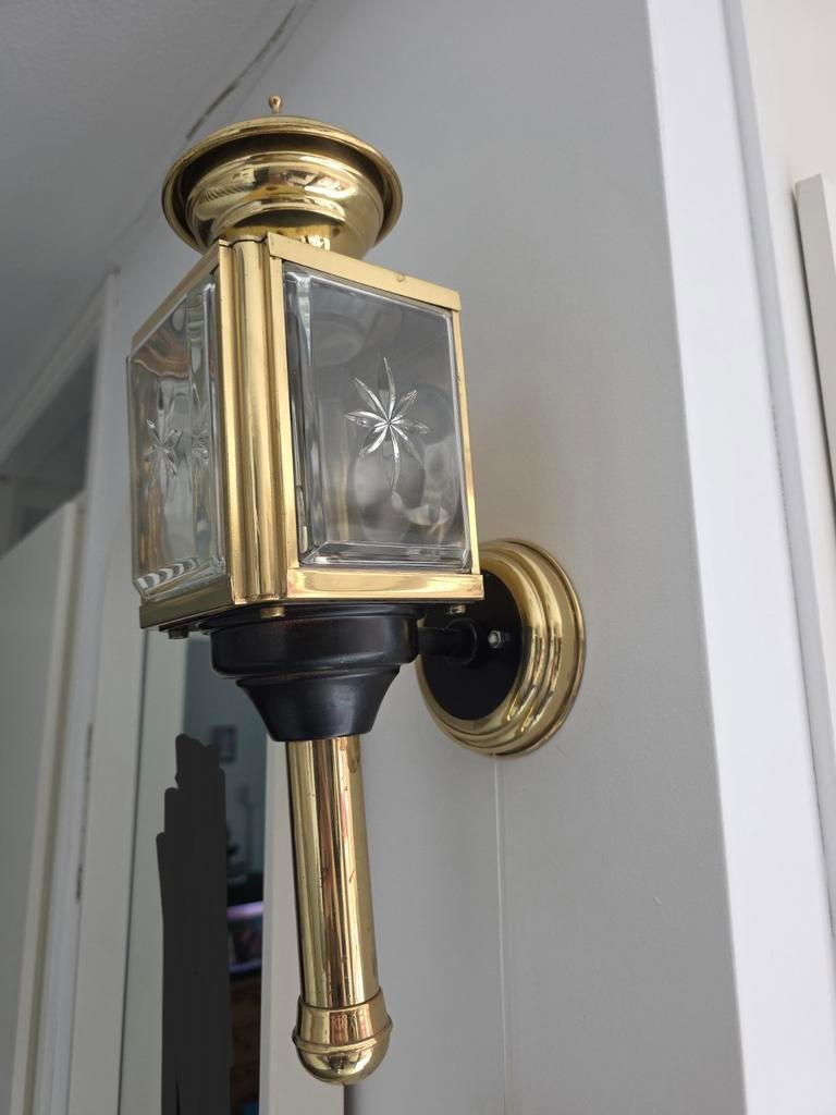Antieke lamp, Huis en Inrichting, Lampen | Wandlampen, Ophalen, Gebruikt, Glas