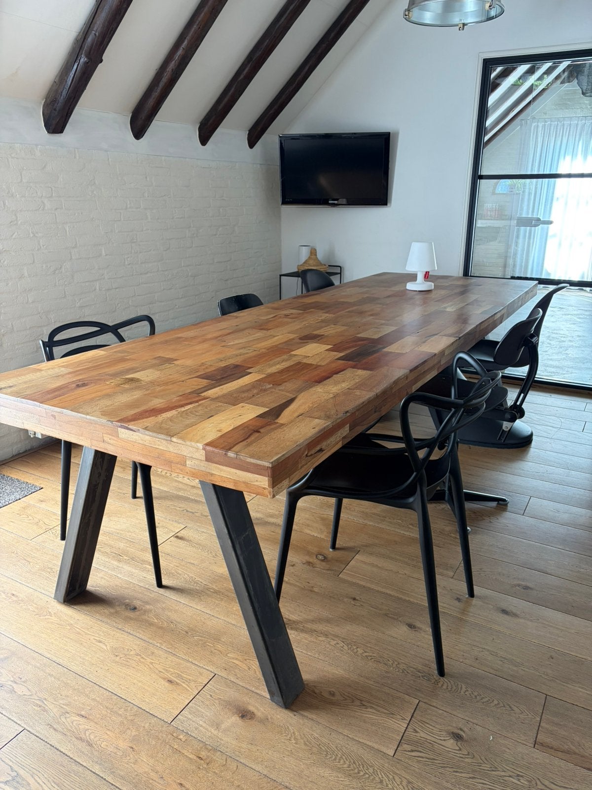 Eettafel  tafel hout 3 meter, Huis en Inrichting, Tafels | Eettafels, Ophalen, 200 cm of meer, 50 tot 100 cm, Zo goed als nieuw