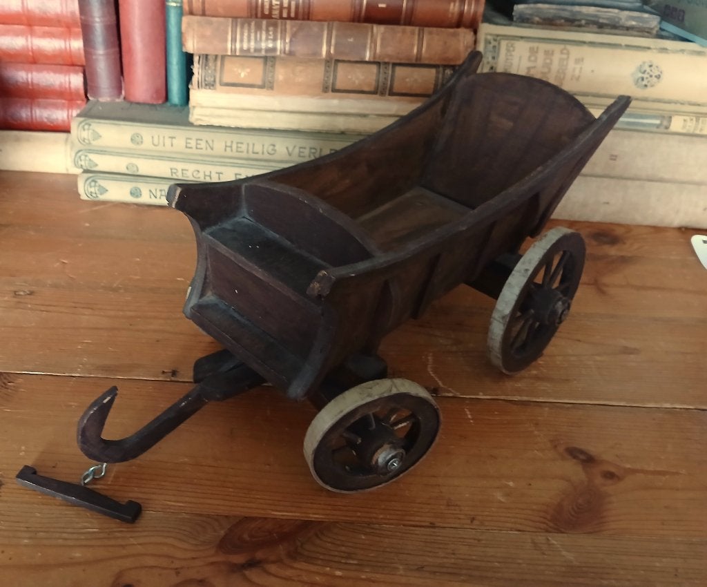 Boerenkar miniatuur oogstwagen 19e eeuw speelgoed hout model, Ophalen of Verzenden