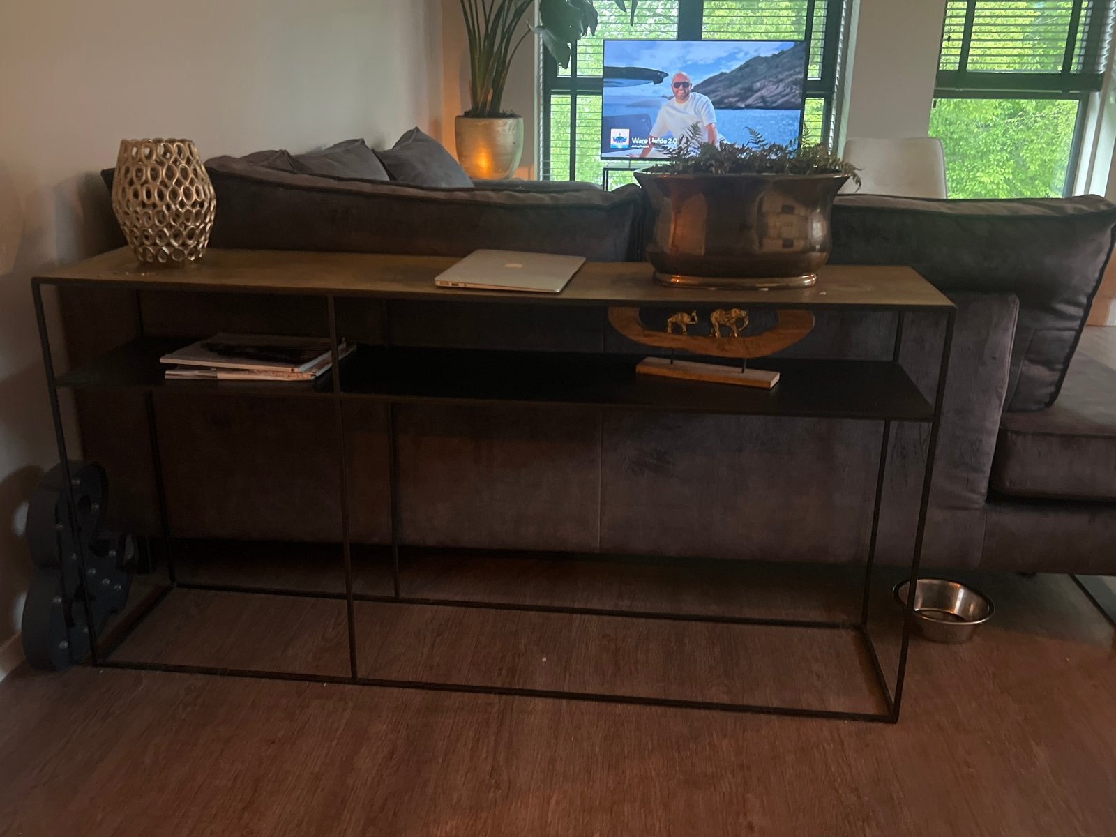 Stijlvolle console tafel met metalen blad riverwoods, Ophalen of Verzenden, Zo goed als nieuw, 75 cm of meer, 60 cm of meer