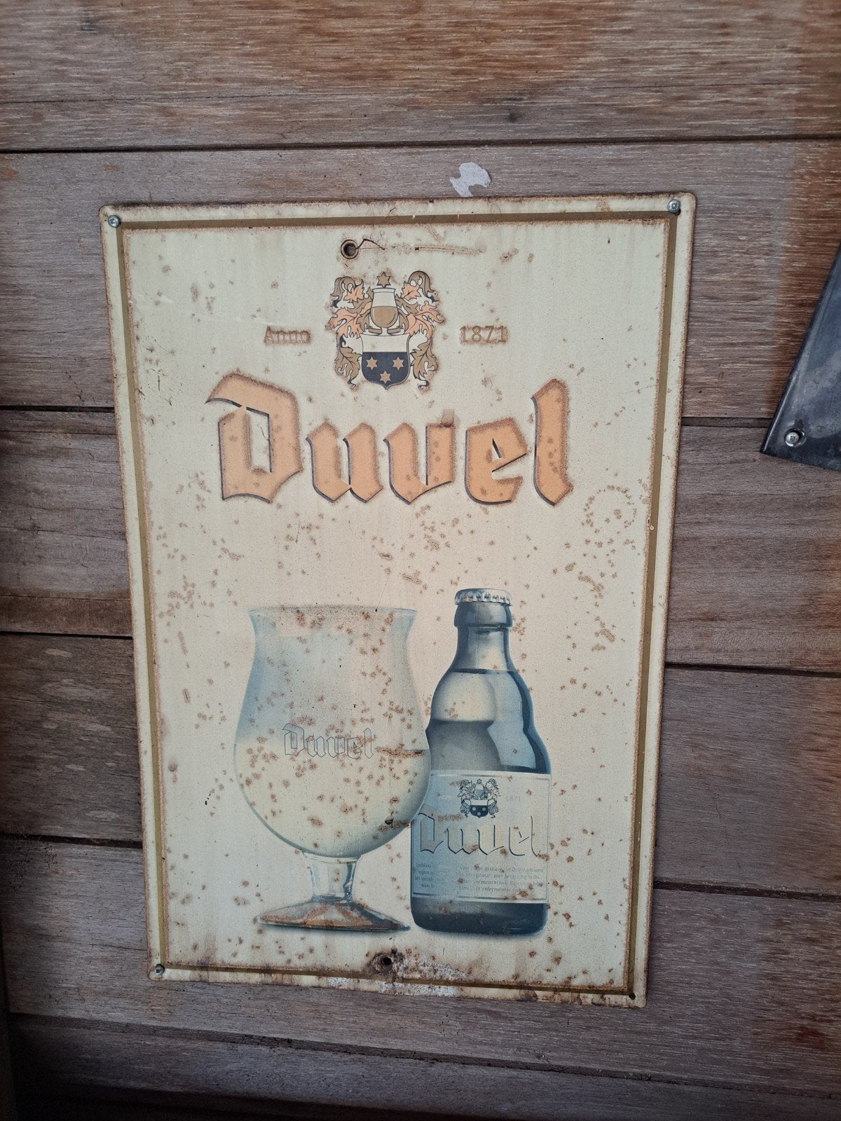 Vintage Duvel reclamebord - emaille, Verzamelen, Ophalen