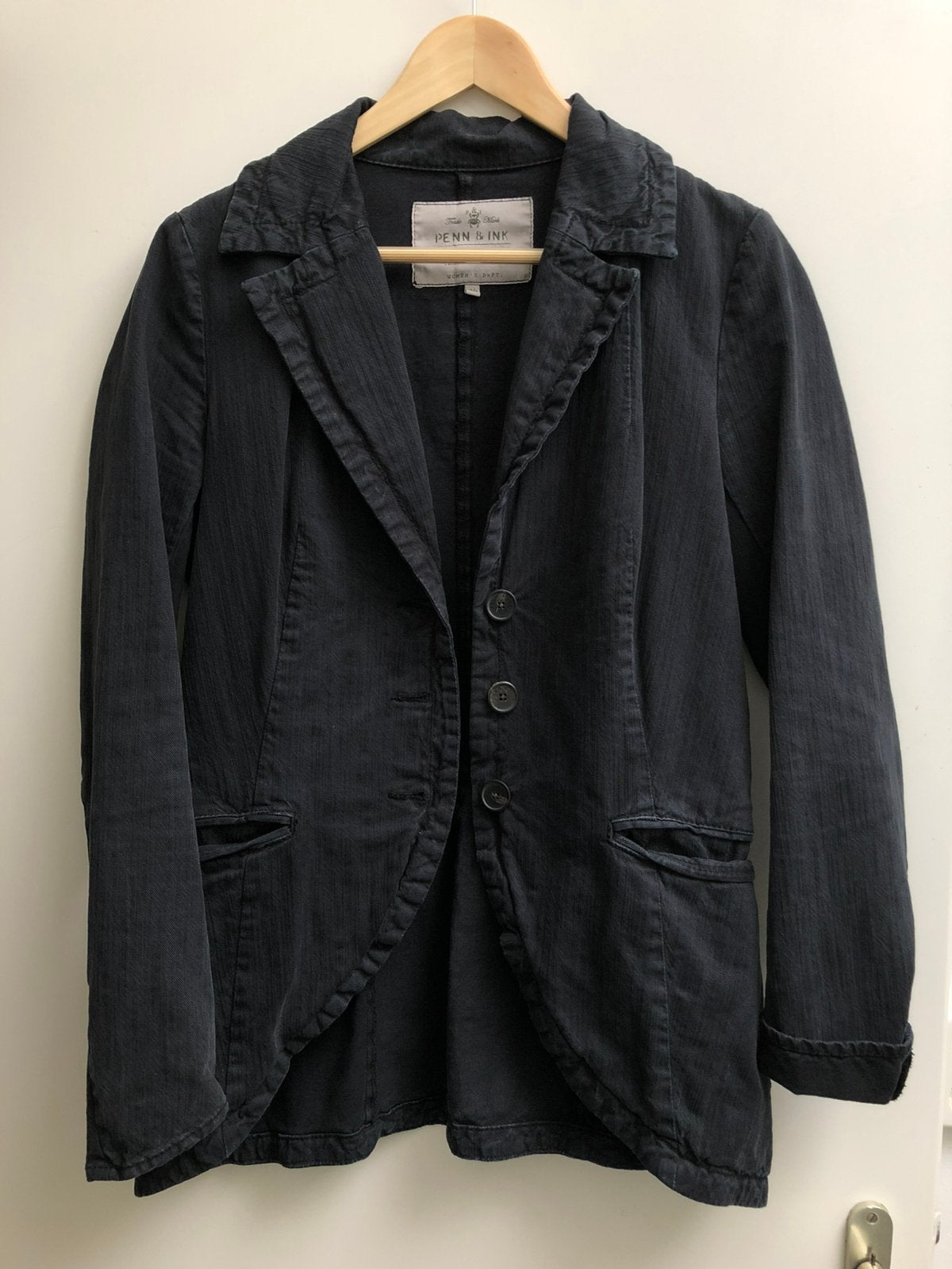 Penn & Ink toffe blauwe blazer met opdruk achter 38, Maat 38/40 (M), Blauw, Ophalen of Verzenden, Zo goed als nieuw