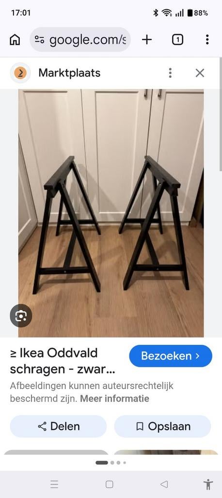 Oddvald IKEA schragen., Huis en Inrichting, Ophalen of Verzenden, Rond, 50 tot 100 cm, 50 tot 100 cm