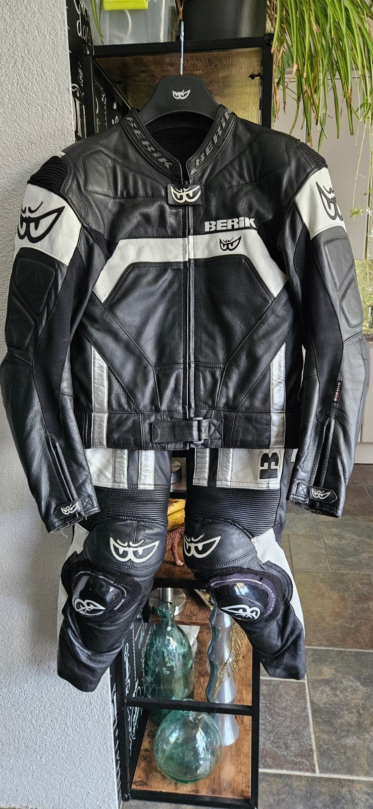 Berik motorpak leer - Zwart/Wit (Maat 54), Motoren, Kleding | Motorkleding, Ophalen of Verzenden, Berik, Tweedehands, Heren