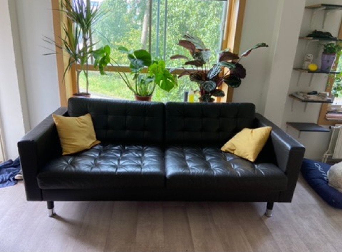 LANDSKRONA Three seat leather sofa - Mooie leren bank, Gebruikt, 150 tot 200 cm, Driepersoons, Ophalen of Verzenden