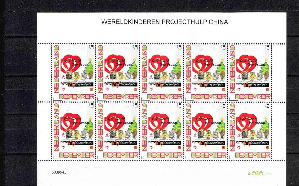 wereldkinderen hulp china vel 10 persoonlijke dec.zegels/p51, Ophalen of Verzenden, Postfris