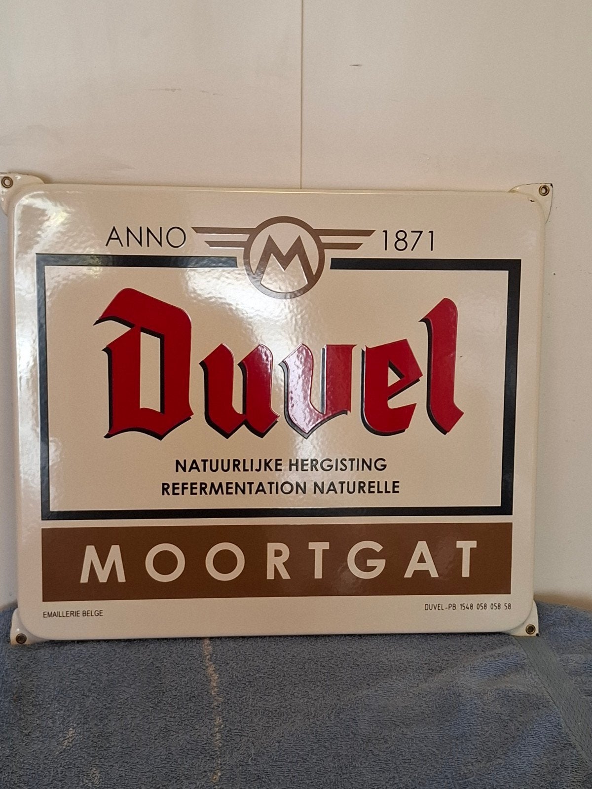 emaille bord Duvel, Ophalen of Verzenden, Zo goed als nieuw, Reclamebord, Plaat of Schild, Duvel