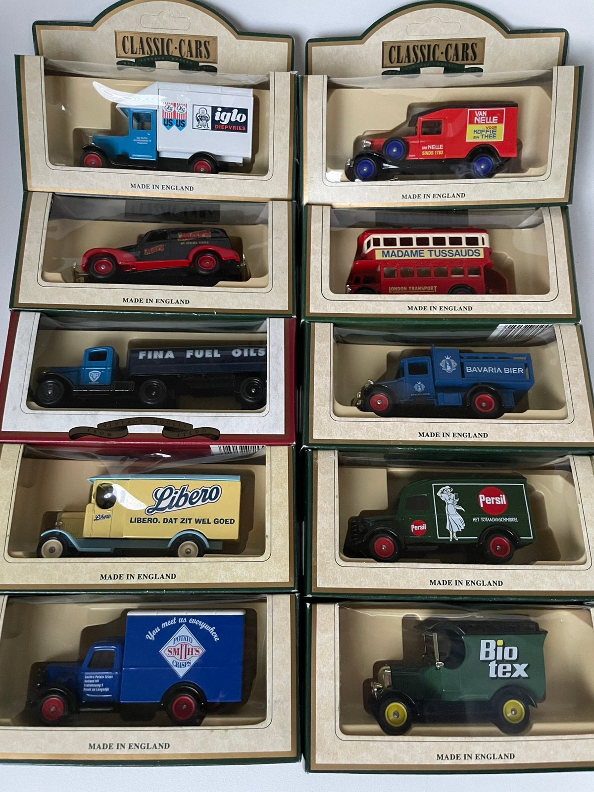 10 modellen van reclameauto’s, oldtimers met reclame-opdruk, Ophalen of Verzenden, Zo goed als nieuw, Auto, Overige merken