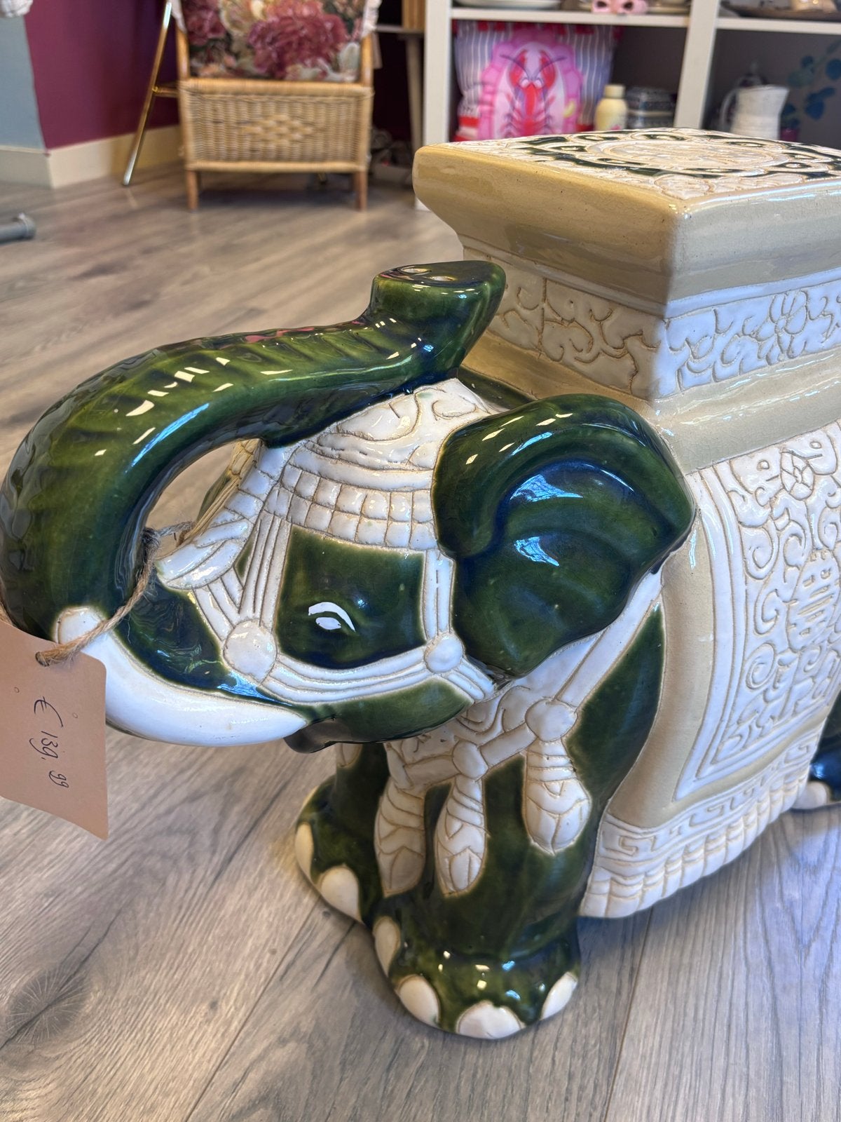 XXL Vintage Keramische Olifant Bijzettafel/Kruk, Ophalen of Verzenden