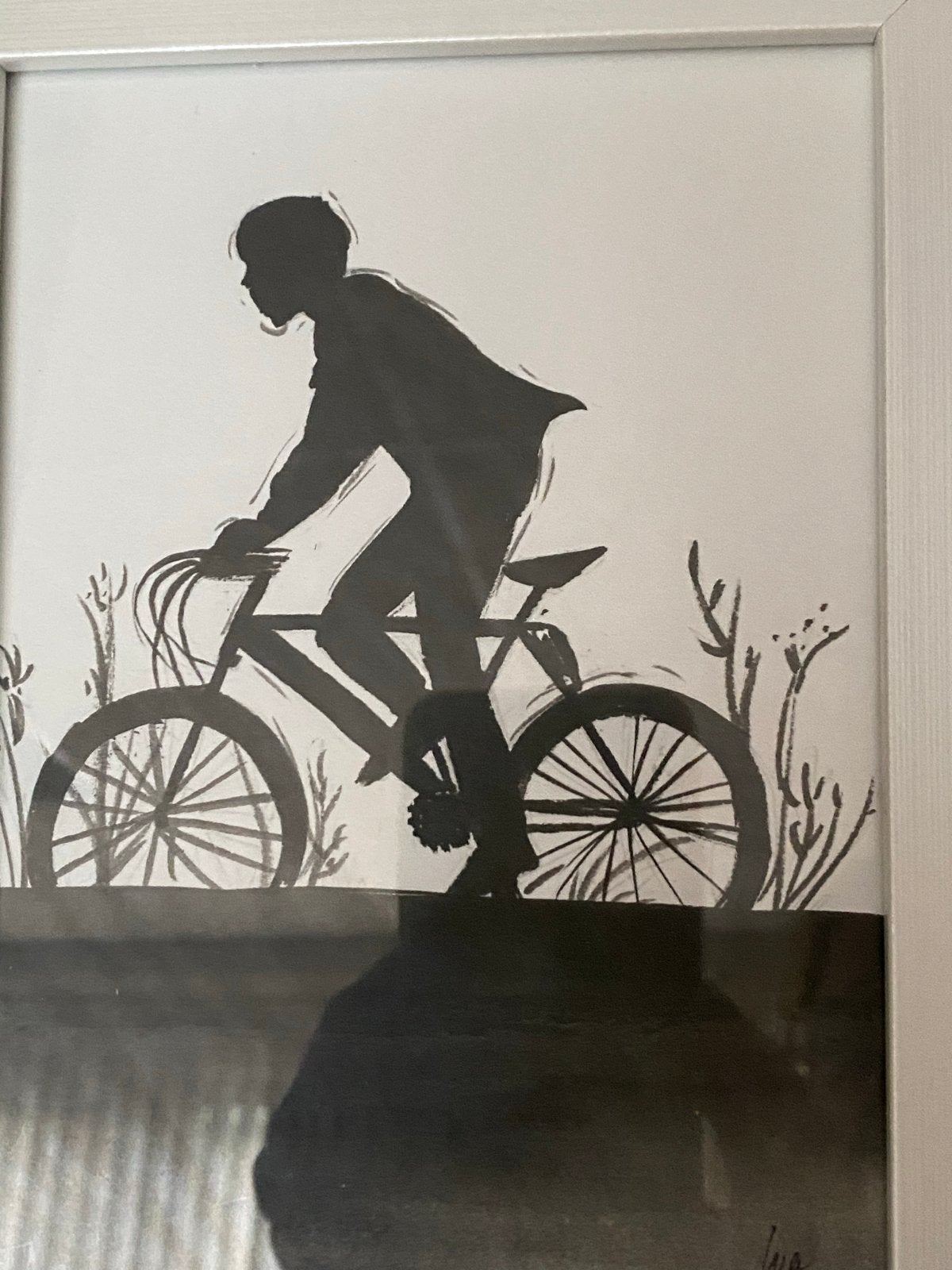 Inkttekening 'Jonge aan het Fietsen' - Gesigneerd, Ophalen of Verzenden, Tekening, Pentekening, Gesigneerd