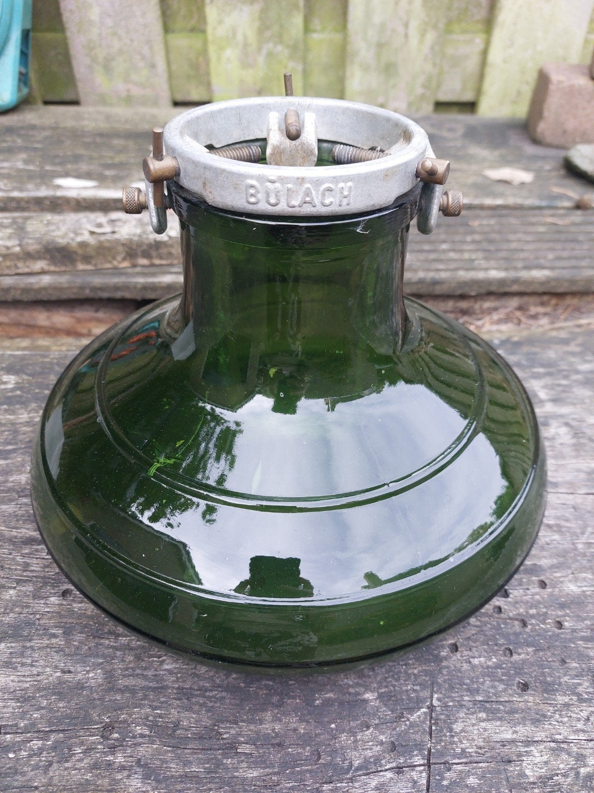 Vintage Bulach kerstboomstandaard van groen glas, Ophalen of Verzenden