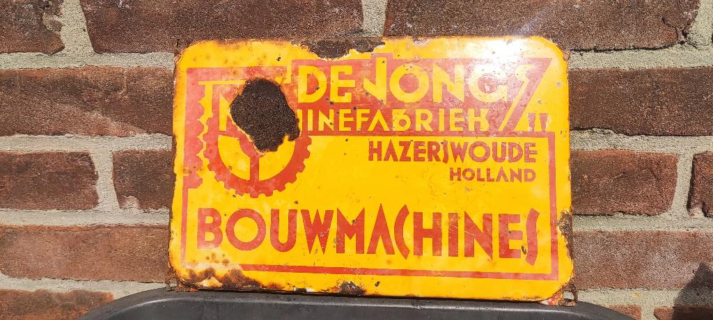 Emaille bord bouwmachines, Ophalen of Verzenden, Reclamebord