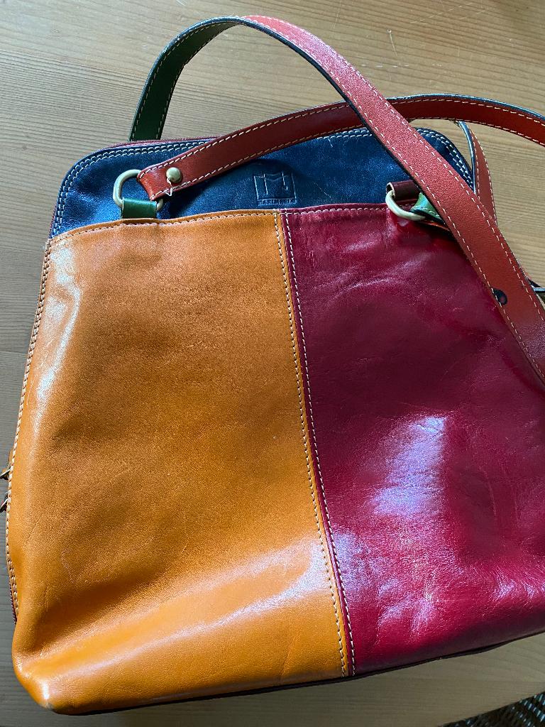 8) leren Marimarlo Italiaanse multicolor tas, Sieraden, Tassen en Uiterlijk, Tassen | Schoudertassen, Overige merken, Overige kleuren