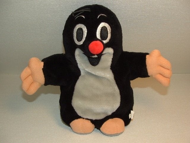 MOVRASKA PINGUIN VOGEL HANDPOP PLUCHE KORTHARIG, Ophalen of Verzenden, Nieuw, Overige typen
