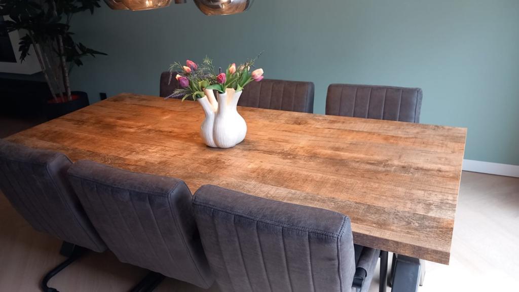 Eettafel Freetown 220cm x 100cm kleur mango, Huis en Inrichting, Tafels | Eettafels, Ophalen, 100 tot 150 cm, 200 cm of meer, Zo goed als nieuw