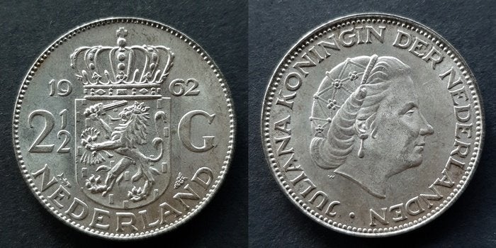 Rijksdaalder 1962 zilver Pr-FDC, Postzegels en Munten, Verzenden, Koningin Juliana, 2½ gulden, Zilver