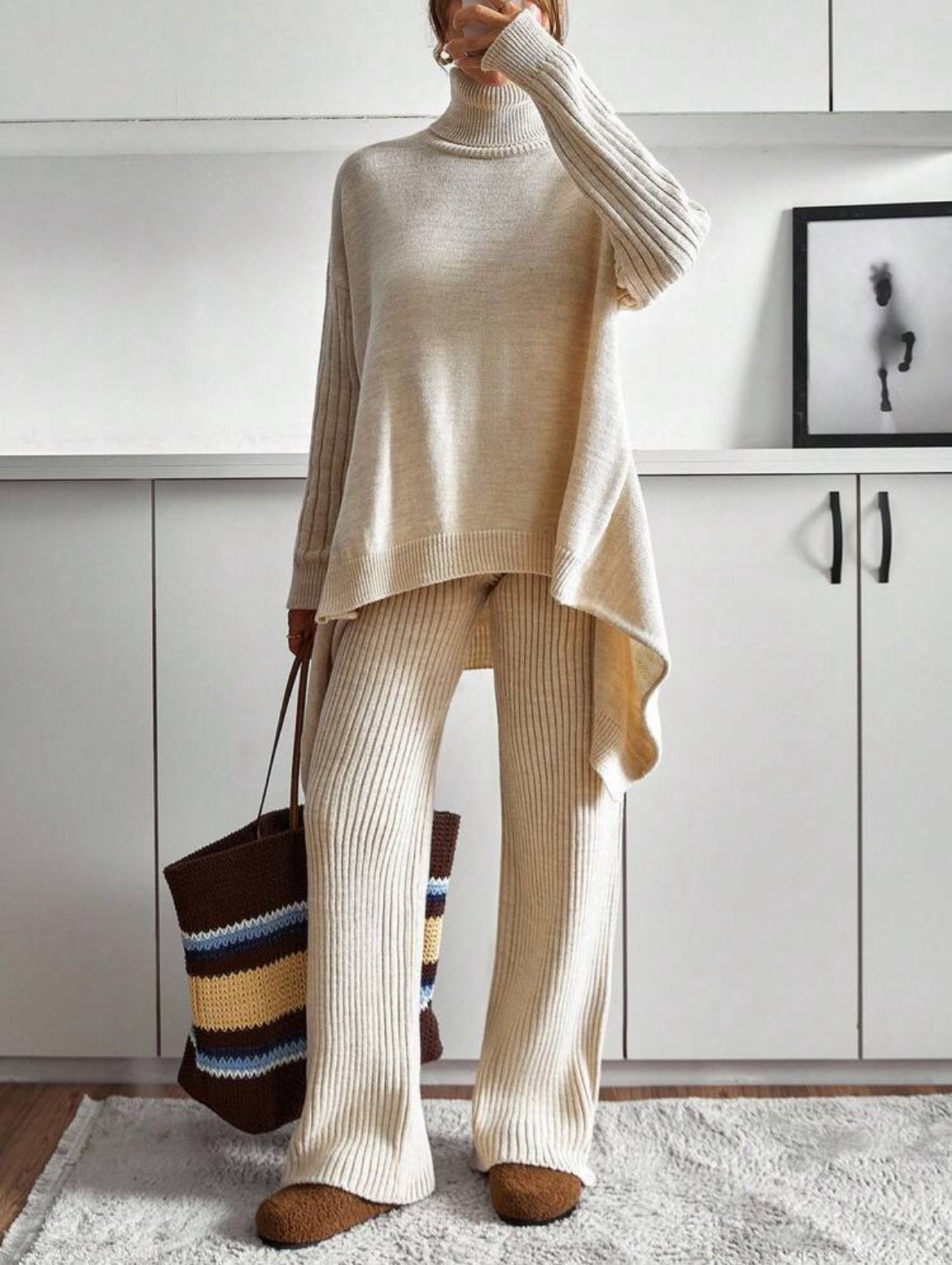 Nieuw SHEIN gebreide set maat M, Kleding | Dames, Truien en Vesten, Ophalen of Verzenden, Nieuw, Maat 38/40 (M), Beige