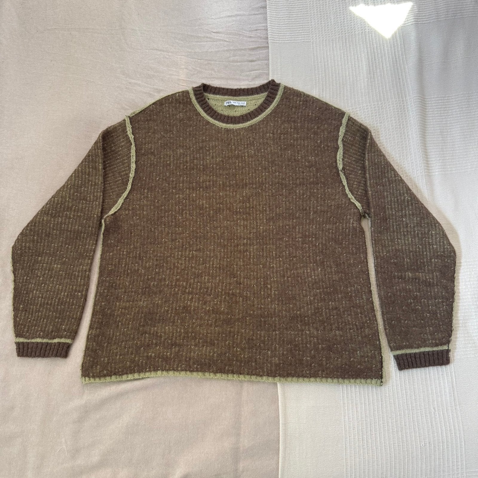 Zara gebreide oversized trui – groen/bruin/beige – maat S, Ophalen of Verzenden, Zo goed als nieuw