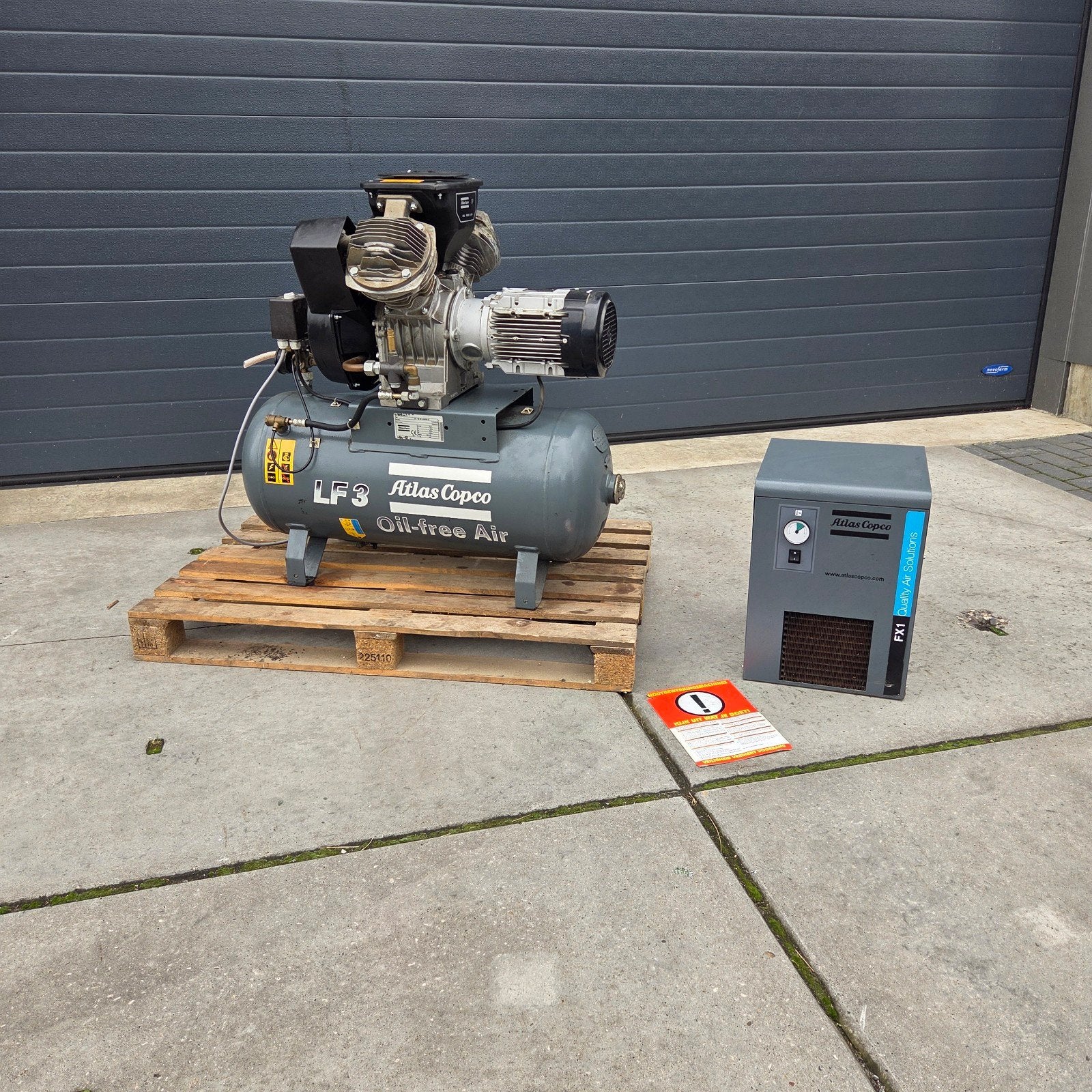 Atlas copco compressor plus luchtdroger set, 100 liter of meer, Ophalen of Verzenden, Gebruikt, 10 bar of meer